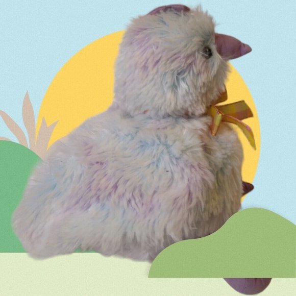 GOFFA Easter Chirping White Baby Bird with Purple Trim & Yellow Paid Bow 6" Toy - Picture 12 of 15